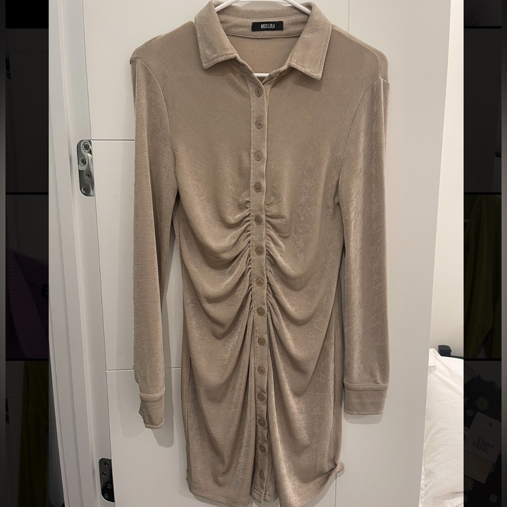 Long Sleeve Button Down Mini Dress